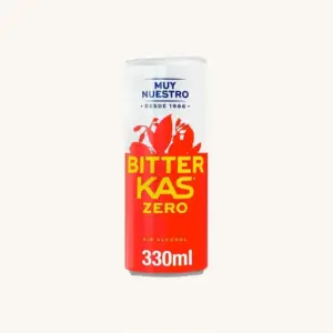 Bitter Kas Zero, Sugar-free and Alcohol-free Bitter Flavored Soda, can 33 cl front